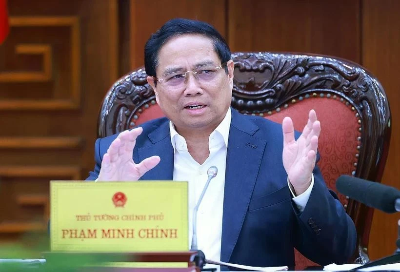 El primer ministro de Vietnam, Pham Minh Chinh, habla en la cita (Foto: VNA)