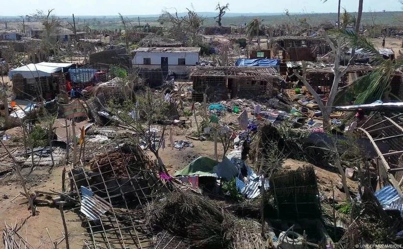 Casas dañadas por el ciclón Chido en Mozambique (Foto: UNICEF)