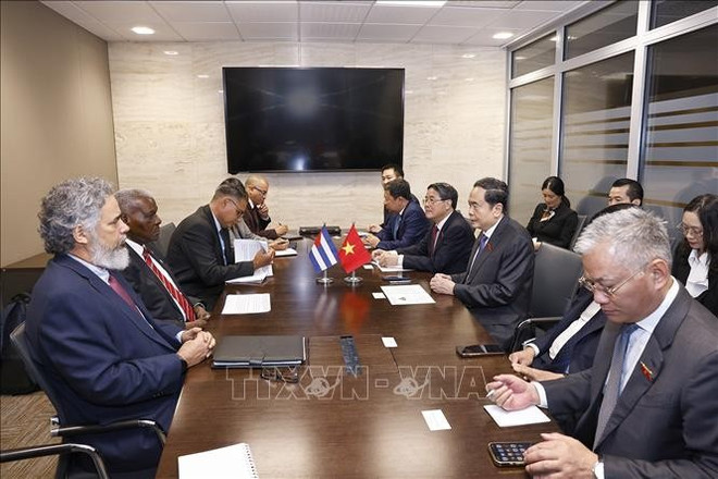 En el encuentro (Fuente: VNA) ctqh-tran-thanh-man-gap-ctqh-cuba2.jpg