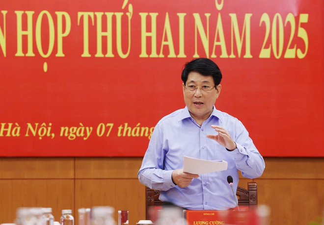 El presidente Luong Cuong habla en el evento (Fuente: VNA) vna-potal-ban-chi-dao-cai-cach-tu-phap-trung-uong-hop-phien-thu-hai-nam-2025-8135741.jpg