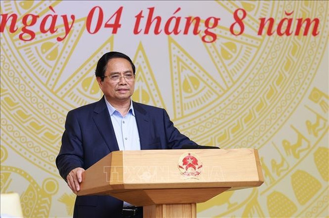 El primer ministro de Vietnam, Pham Minh Chinh, habla en la reunión (Fuente: VNA) pham-minh-chinh2.jpg