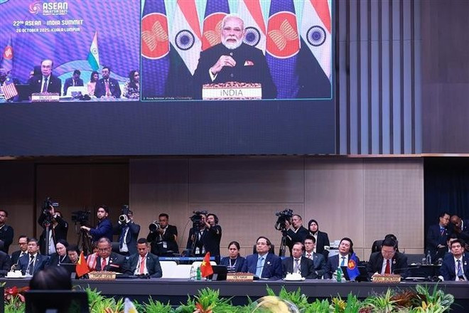 El primero ministro de India, Narendra Modi, habla en la cita (Fuente: VNA) pham-minh-chinh-5.jpg