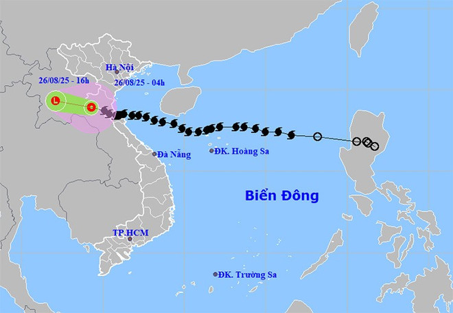 Ubicación y trayectoria de la depresión tropical. (Foto: thoitietvietnam) bao268.jpg