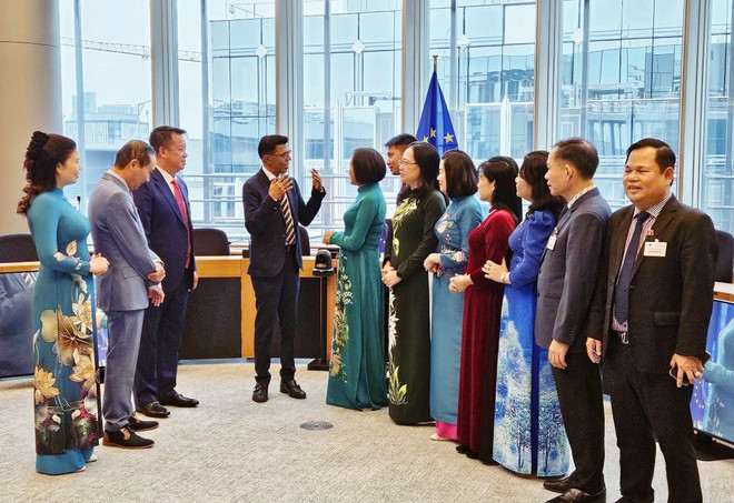 En conversaciones entre la vicepresidenta del Parlamento vietnamita Nguyen Thi Thanh con el vicepresidente del Parlamento Europeo, Younous Omarjee (Fuente: VNA) 1-1.jpg