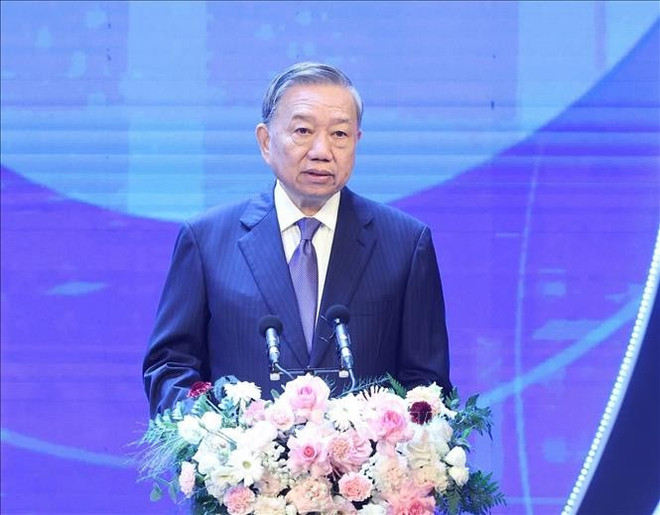 El secretario general del Partido Comunista de Vietnam, To Lam, habla en el evento (Fuente: VNA) tong-bi-thu-to-lam.jpg