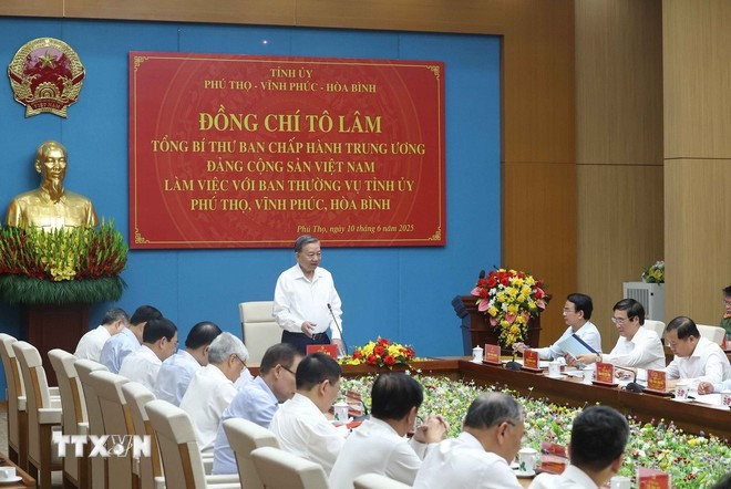 El secretario general del Partido Comunista de Vietnam (PCV), To Lam, habla en la cita (Fuente: VNA) tong-bi-thu-to-lam-4-resize.jpg