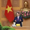 El primer ministro de Vietnam, Pham Minh Chinh, habla en la cita (Foto: VNA)