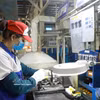 Fabricación de productos mecánicos en la empresa EXEDY Vietnam, en el parque industrial de Khai Quang. (Foto: VNA)