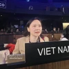 La embajadora Nguyen Thi Van Anh, representante permanente de Vietnam ante la UNESCO, interviene en la sesión (Foto: VNA)