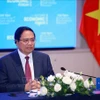 El primer ministro de Vietnam, Pham Minh Chinh, habla en la reunión (Foto: VNA)