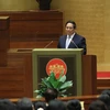 El primer ministro de Vietnam, Pham Minh Chinh, interviene en la sesión (Foto: VNA)