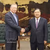 El viceprimer ministro permanente de Vietnam, Pham Gia Tuc, recibe al director general de Zarubezhneft, Sergey Kudryashov. (Foto: VNA)