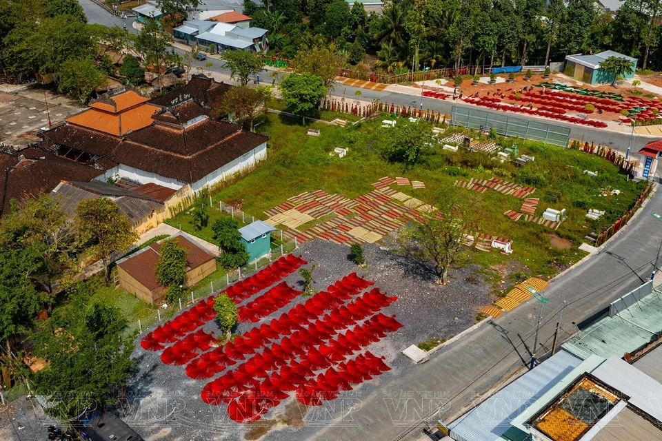 Impresionante escena colorida típica del pueblo de oficio de esteras de Dinh Yen, en la comuna homónima, en el distrito de Lap Vo, de la provincia de Dong Thap (Fuente:VNA)