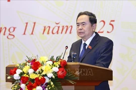 El presidente de la Asamblea Nacional de Vietnam, Tran Thanh Man, interviene en la cita (Foto: VNA)