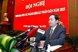 El presidente de la Asamblea Nacional de Vietnam, Tran Thanh Man, interviene en la cita (Foto: VNA)