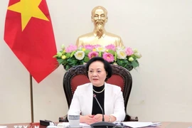 La viceprimera ministra vietnamita Pham Thi Thanh Tra preside la reunión (Foto: VNA)