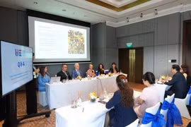 En la rueda de prensa para anunciar el evento. (Foto: lecourrier.vn)