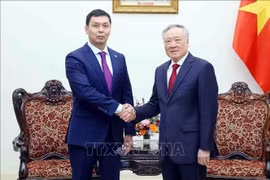 El viceprimer ministro vietnamita Nguyen Hoa Binh (derecha) recibe a Zhumagali A.Zh., presidente de la Agencia anticorrupción de Kazajistán (Foto: VNA)