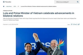 El diario Planalto del Gobierno brasileño informa sobre la reunión entre el primer ministro Pham Minh Chinh y el presidente Luiz Inácio Lula da Silva (Foto: VNA)