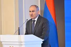 El primer ministro armenio, Nikol Pashinyan, interviene en un acto en Ereván. (Foto: Xinhua/VNA)