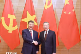 El secretario general del Partido Comunista de Vietnam, To Lam (derecha), se reúne con el secretario general del Partido Comunista de China y presidente de ese país, Xi Jinping (Foto: VNA)