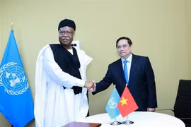 El primer ministro de Vietnam, Pham Minh Chinh, se reúne con el presidente de la Asamblea General de la ONU, Philemon Yang (Foto: VNA)
