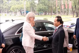 La gobernadora general de Australia, Sam Mostyn, se reúne con Tran Luu Quang, secretario del Comité del Partido en Ciudad Ho Chi Minh. (Foto: VNA)