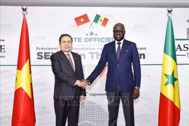 El presidente de la Asamblea Nacional de Vietnam, Tran Thanh Man (izquieda), se reúne con su homólogo de Senegal, El Malick Ndiaye (Foto: VNA)