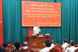 El secretario general del PCV, To Lam, se reúne con los Comités partidistas de Kon Tum y Quang Ngai (Foto: VNA)