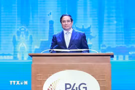 El primer ministro vietnamita, Pham Minh Chinh, interviene en la cita (Foto: VNA)