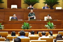 El general Phan Van Giang, ministro de Defensa, aclara algunas cuestiones a los diputados (Foto: VNA)