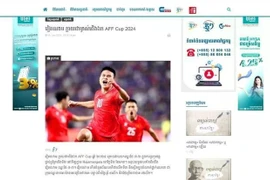 Artículo sobre la victoria de Vietnam en el Campeonato de Fútbol de la ASEAN 2024 en Thmey Thmey (Foto: VNA)