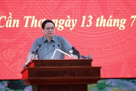 El primer ministro de Vietnam, Pham Minh Chinh, interviene en la cita (Foto: VNA)