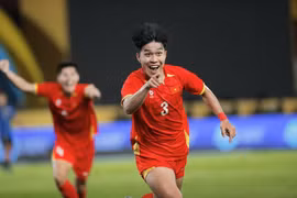 El defensa sub-22 de Vietnam, Ly Duc, celebra el segundo gol de su equipo. (Foto: VNA)