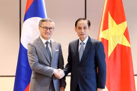 El ministro de Relaciones Exteriores de Vietnam, Le Hoai Trung (derecha), y su homógolo laosiano, Thongsavanh Phomvihane (Foto: VNA)