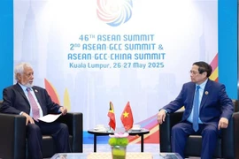 El primer ministro de Vietnam, Pham Minh Chinh (derecha), dialoga con su homólogo de Timor Leste, Xanana Gusmão (Foto: VNA)