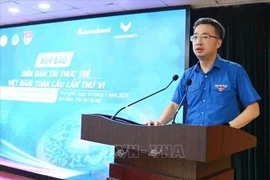 Nguyen Tuong Lam, secretario del Comité Central de la Unión de Jóvenes Comunistas Ho Chi Minh y presidente de la Federación de Jóvenes de Vietnam, interviene en la cita (Foto: VNA)