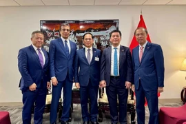El viceprimer ministro vietnamita Bui Thanh Son, se reúne con Raj Subramaniam, presidente y director ejecutivo del grupo estadounidense FedEx (Foto: baoquocte.vn)