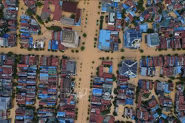 Inundaciones en la ciudad de Thai Nguyen, provincia homónima (Foto: VNA)