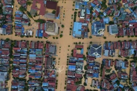 Inundaciones en la ciudad de Thai Nguyen, provincia homónima (Foto: VNA)