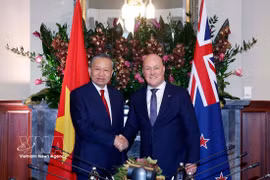 El secretario general del Comité Central del Partido Comunista y presidente de Vietnam, To Lam (izquierda), se reúne con el primer ministro de Nueva Zelanda, Christopher Luxon. (Foto: VNA)