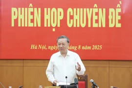 El secretario general del Partido Comunista de Vietnam, To Lam, interviene en la cita (Foto: VNA)