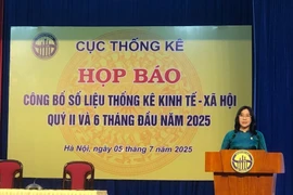 La directora de la Oficina Nacional de Estadísticas, Nguyen Thi Huong, asegura que la situación mundial se ha desarrollado de forma compleja e impredecible durante el primer semestre del año. (Foto: VietnamPlus)