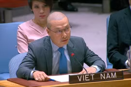 El ministro consejero Nguyen Hoang Nguyen, representante permanente adjunto de Vietnam ante la ONU, interviene en la cita (Foto: VNA)