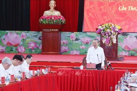 El secretario general del Partido Comunista de Vietnam, To Lam, interviene en la cita (Foto: VNA)