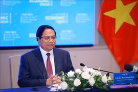 El primer ministro de Vietnam, Pham Minh Chinh, habla en la reunión (Foto: VNA)