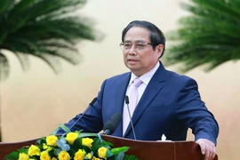 El primer ministro de Vietnam, Pham Minh Chinh, interviene en la cita (Foto: VNA)