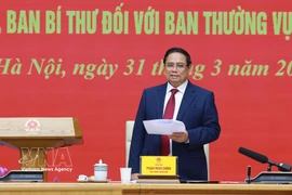 El primer ministro de Vietnam, Pham Minh Chinh, interviene en la cita (Foto: VNA)
