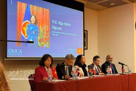 La embajadora de Vietnam en Argentina, Ngo Minh Nguyet, interviene en la cita (Foto: VNA)