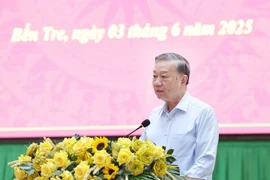 El secretario general del Partido Comunista de Vietnam, To Lam, interviene en la reunión (Foto: VNA)
